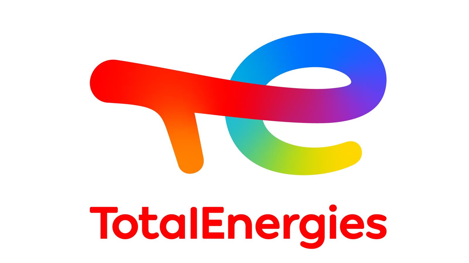 The TotalEnergies logo features colourful letters 'te' and 'TotalEnergies' in bold red, symbolising energy and innovation.